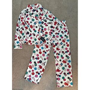 NWT! Kate Spade 2 Piece Christmas Pajama Set, Cookies Candy Canes Print